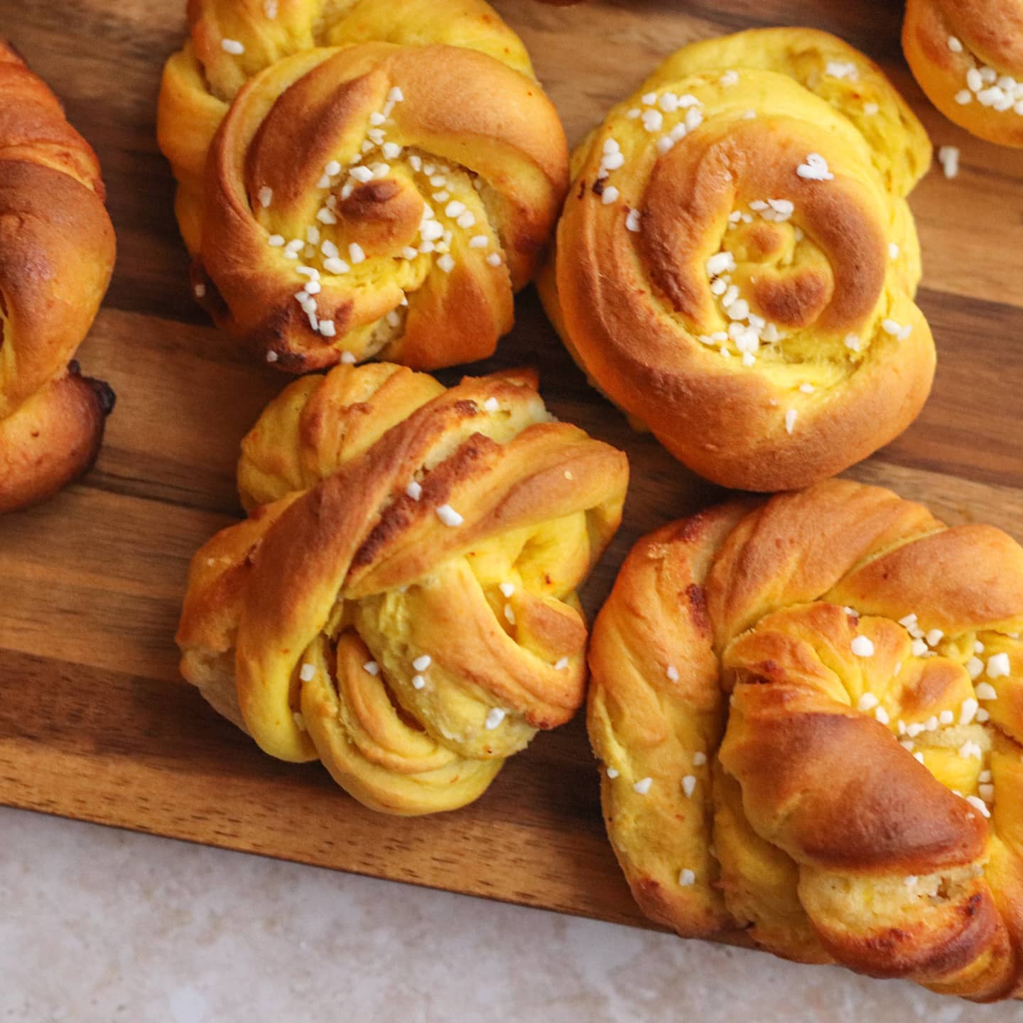 Saffron Buns with Almond Paste Filling