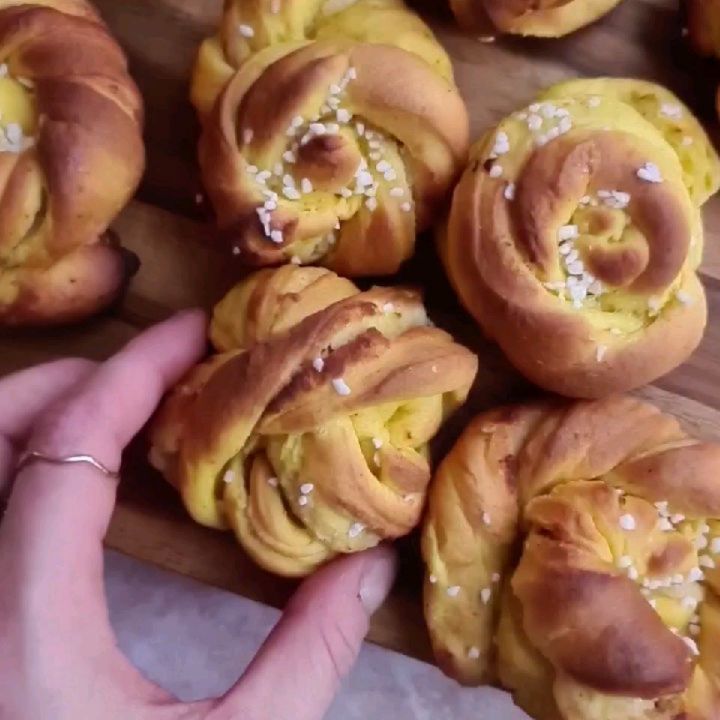 Saffron Buns with Almond Paste Filling