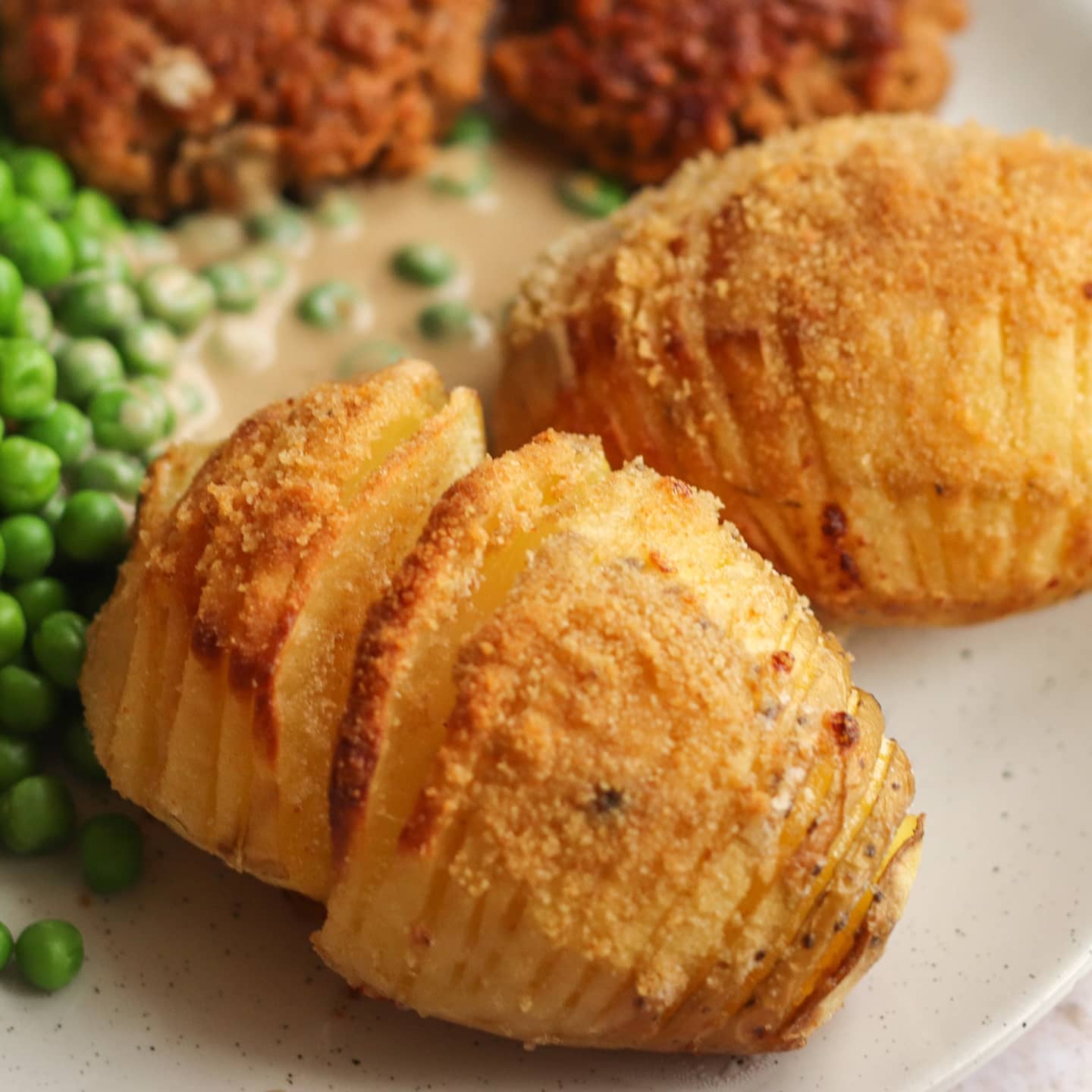 Vegan Burgers with Hasselback Potatoes
