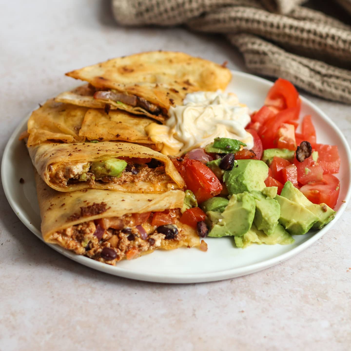 Vegan Quesadillas with Soymince Filling