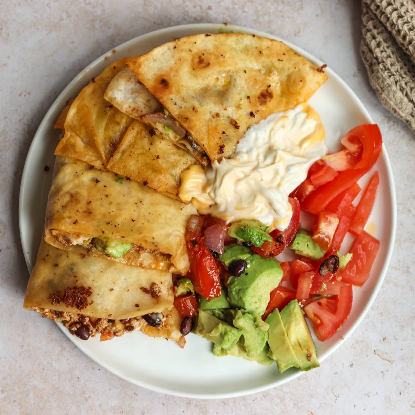 Vegan Quesadillas with Soymince Filling