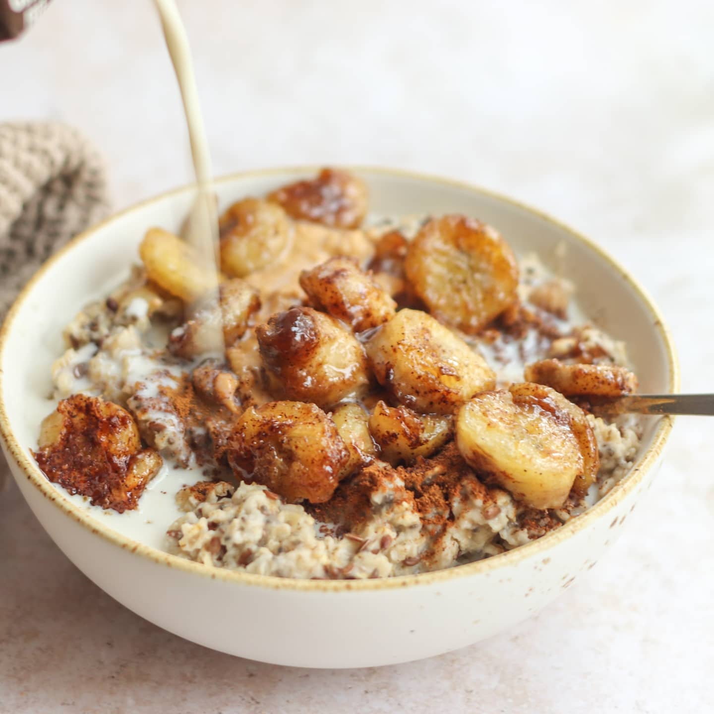 Banana Bread Oatmeal with Caramelized Banana