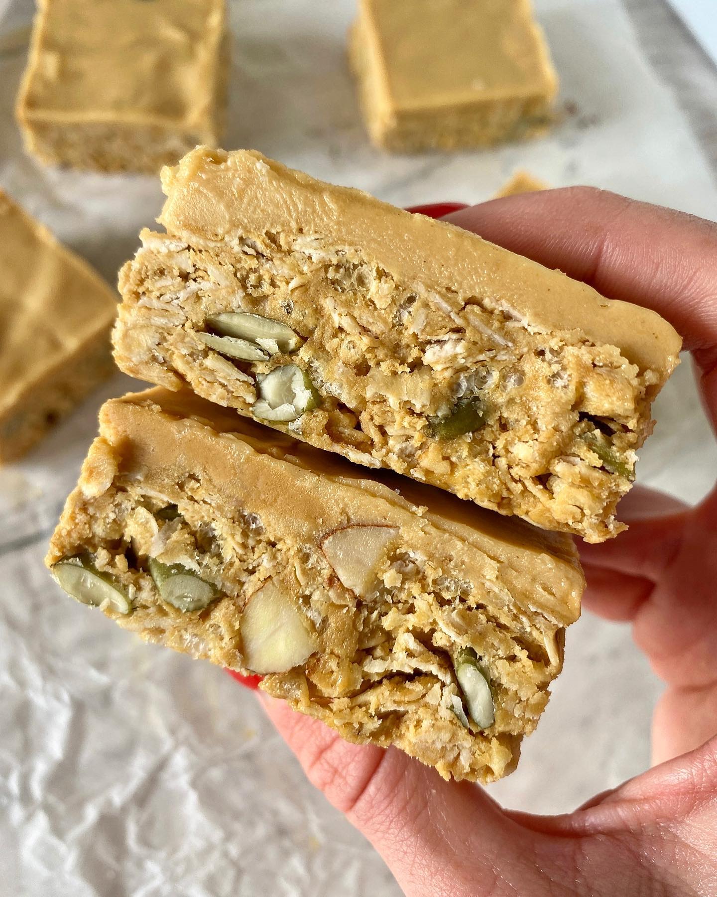 Peanut Butter Granola Bars with Peanut Butter Fudge