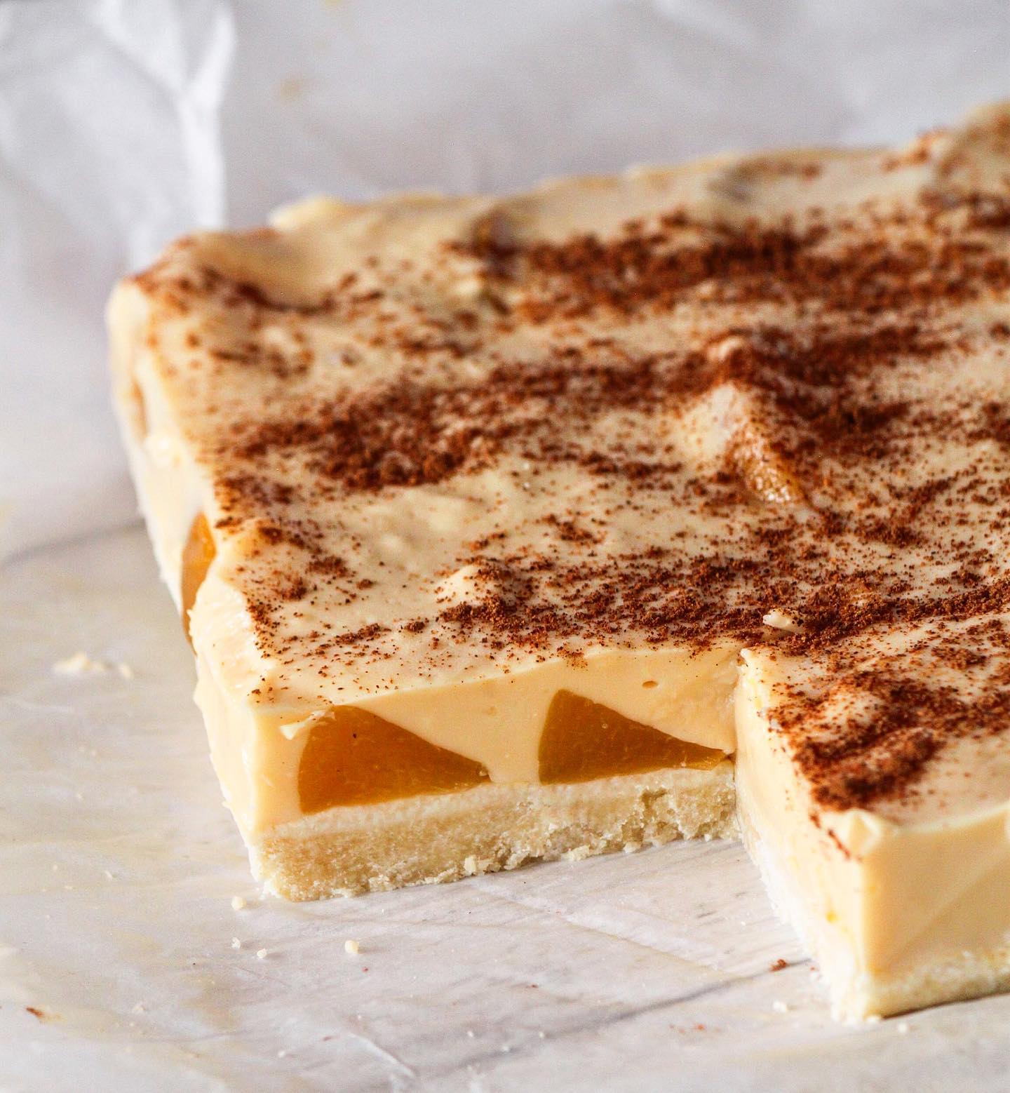 Peaches and Cream Custard Slice 🍑