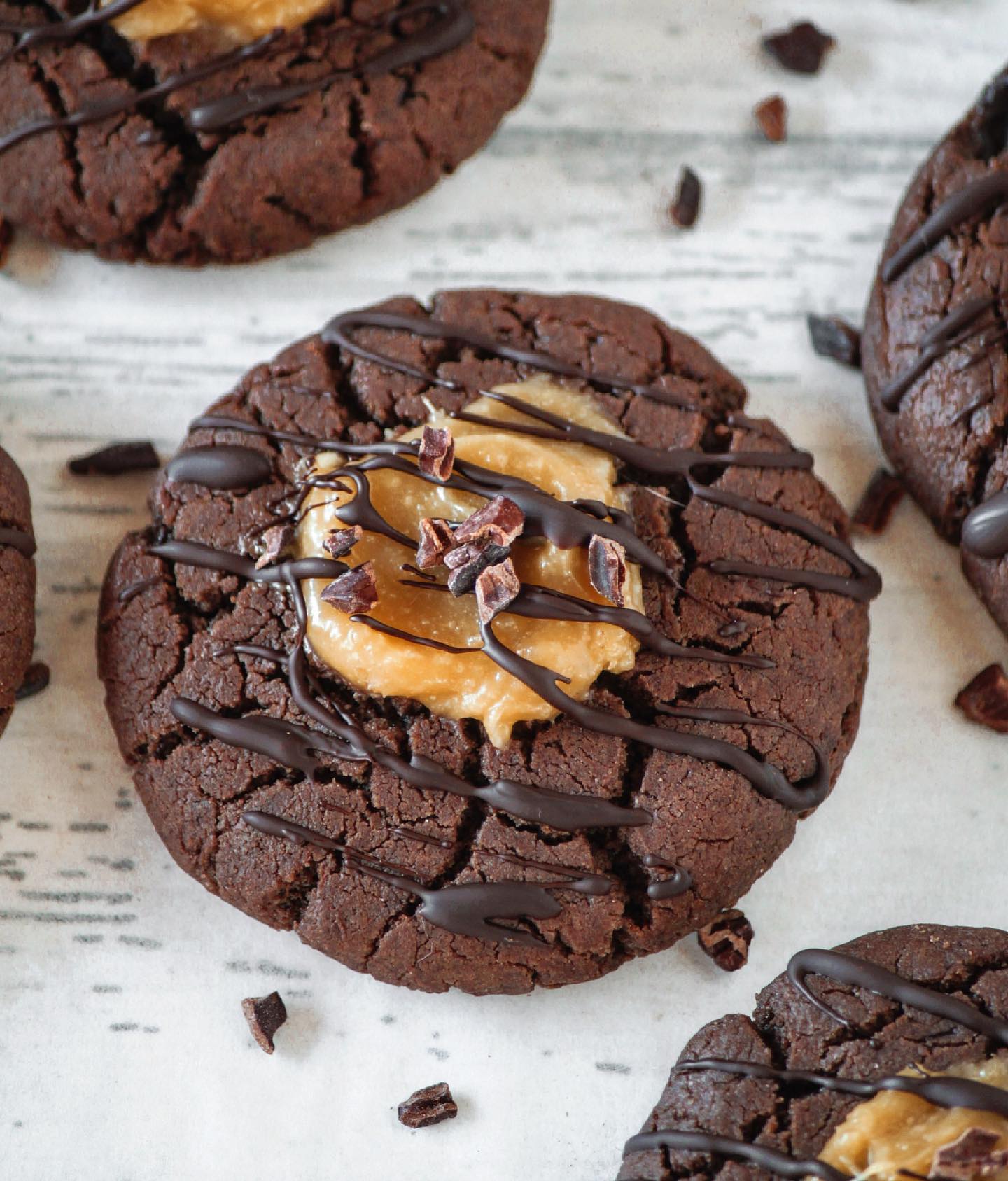 Fudgy Choc Caramel Cookies