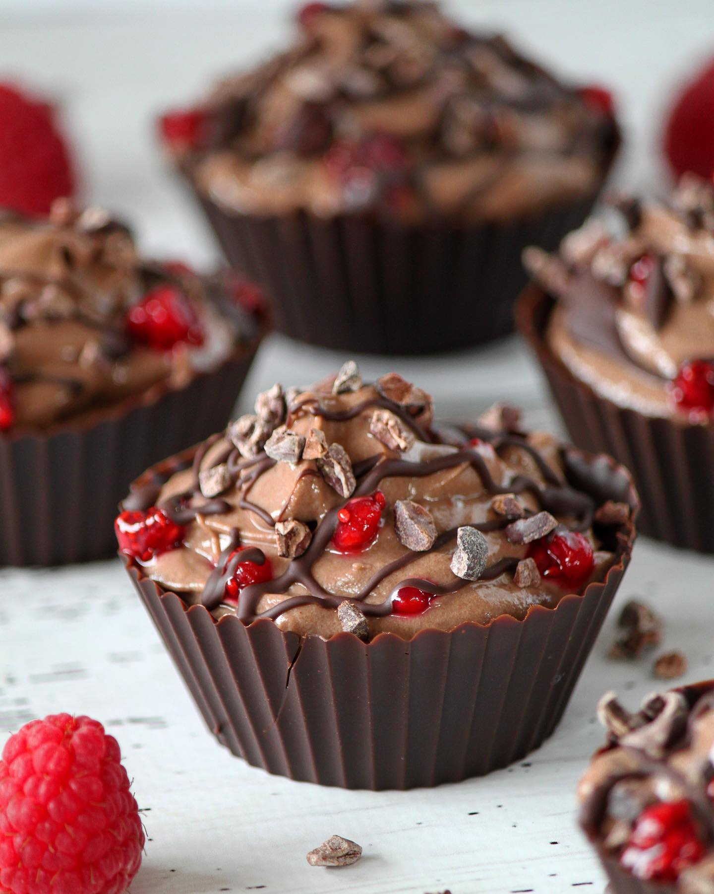 Choc Raspberry Mousse Cups