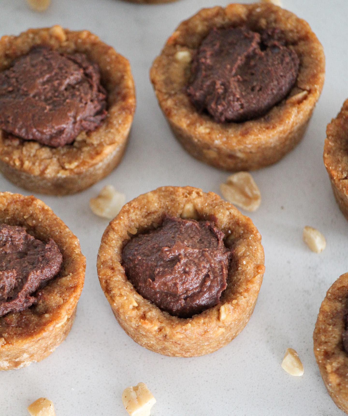 Peanut Butter Ganache Cups with Chocolate and Peanut Butter Cookie Base