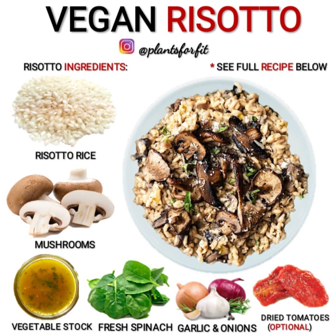 Vegan Risotto with Mushrooms and Spinach