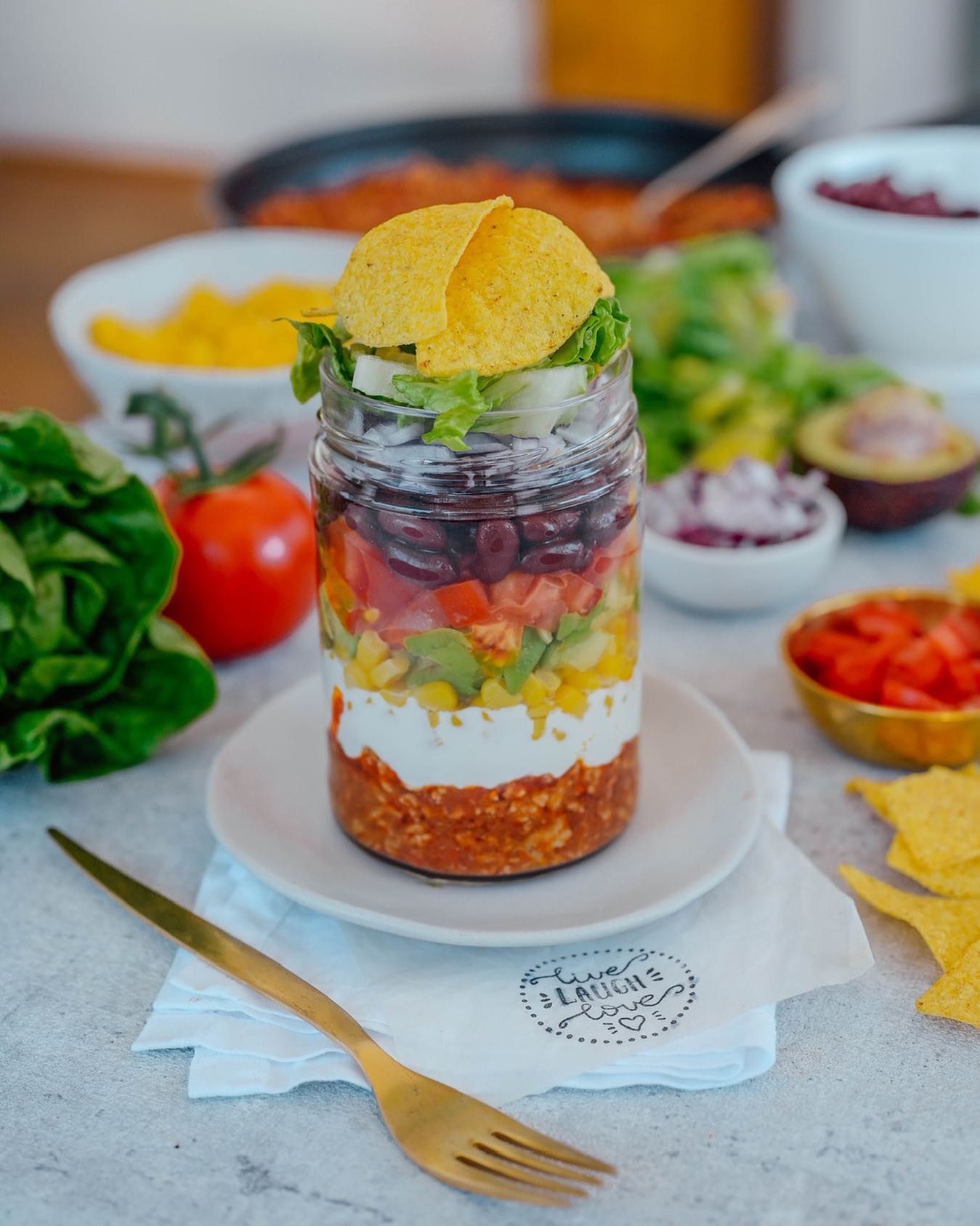 Mexican Layered Salad with Nachos