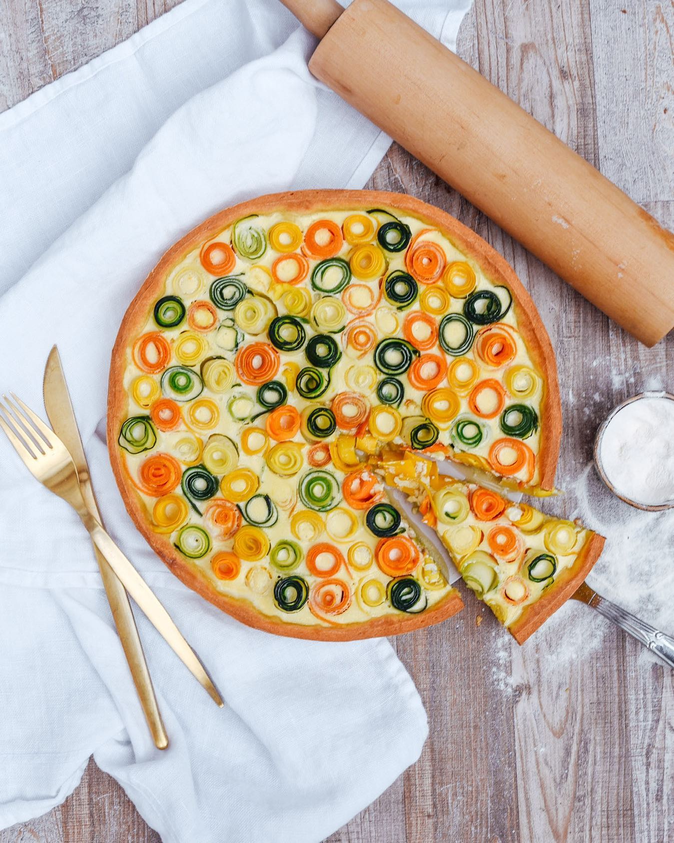 Colorful Vegetable Quiche with Quark Dough