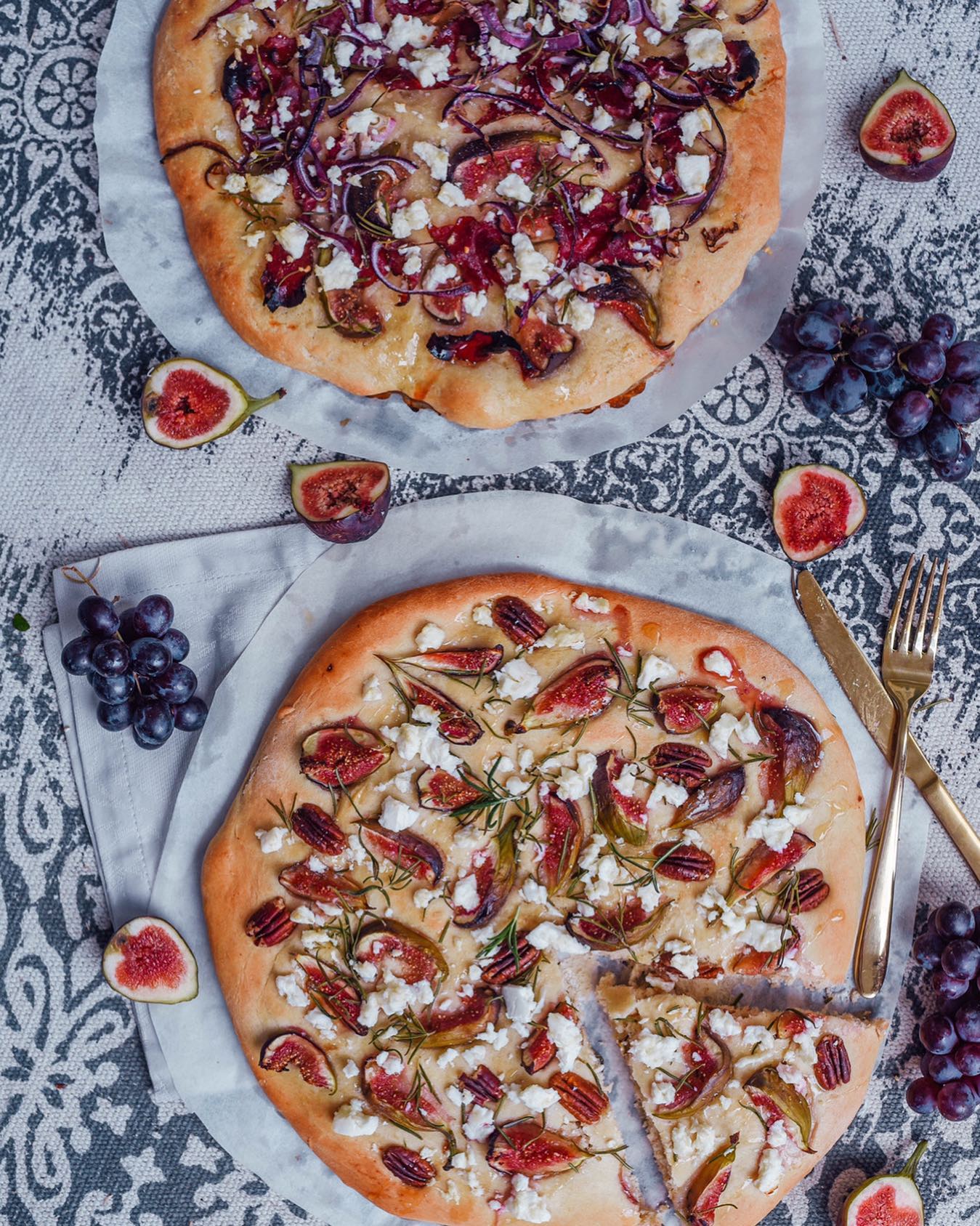 Fig and Goat Cheese Focaccia with Honey