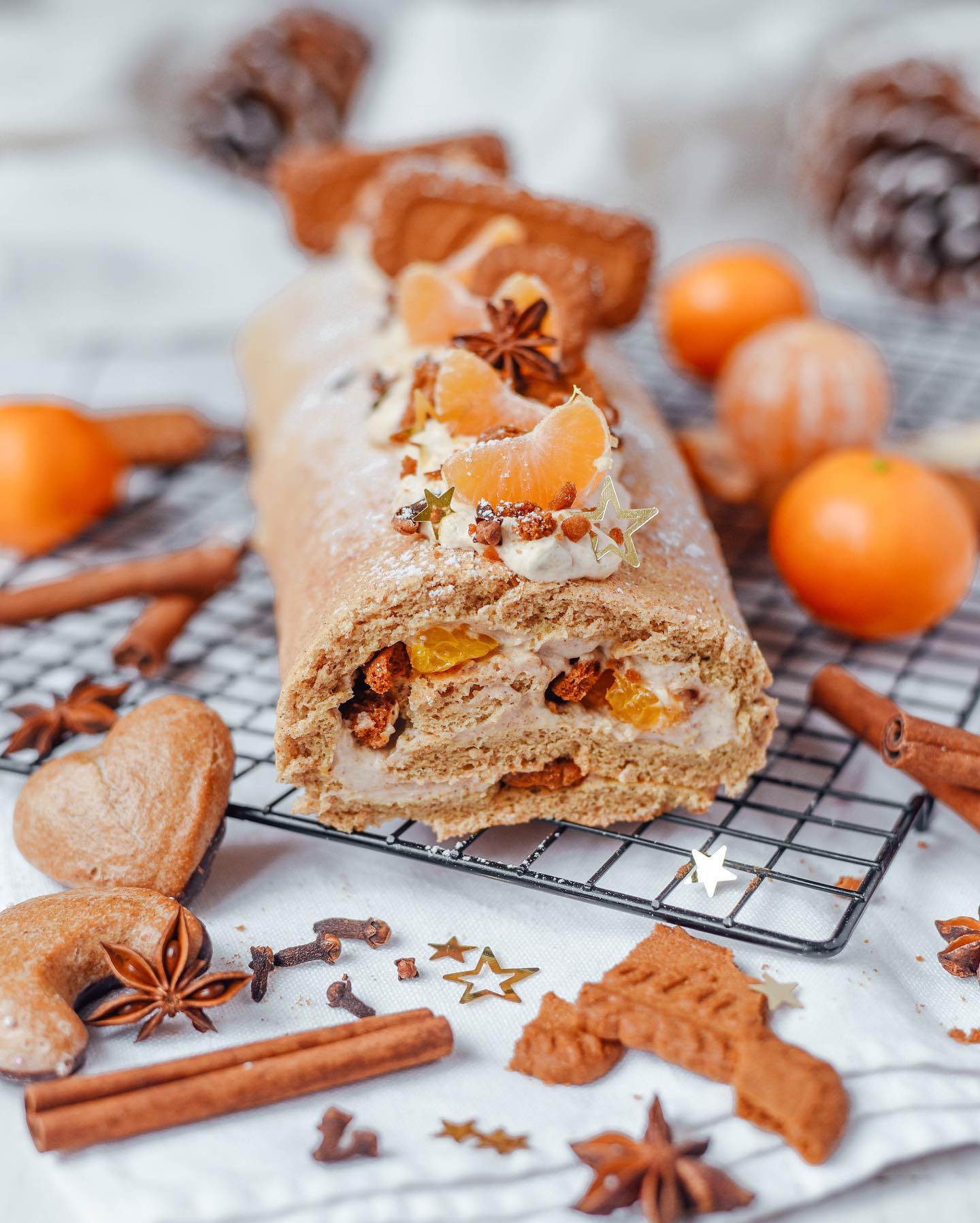 Fluffy Gingerbread Mandarine Swiss Roll