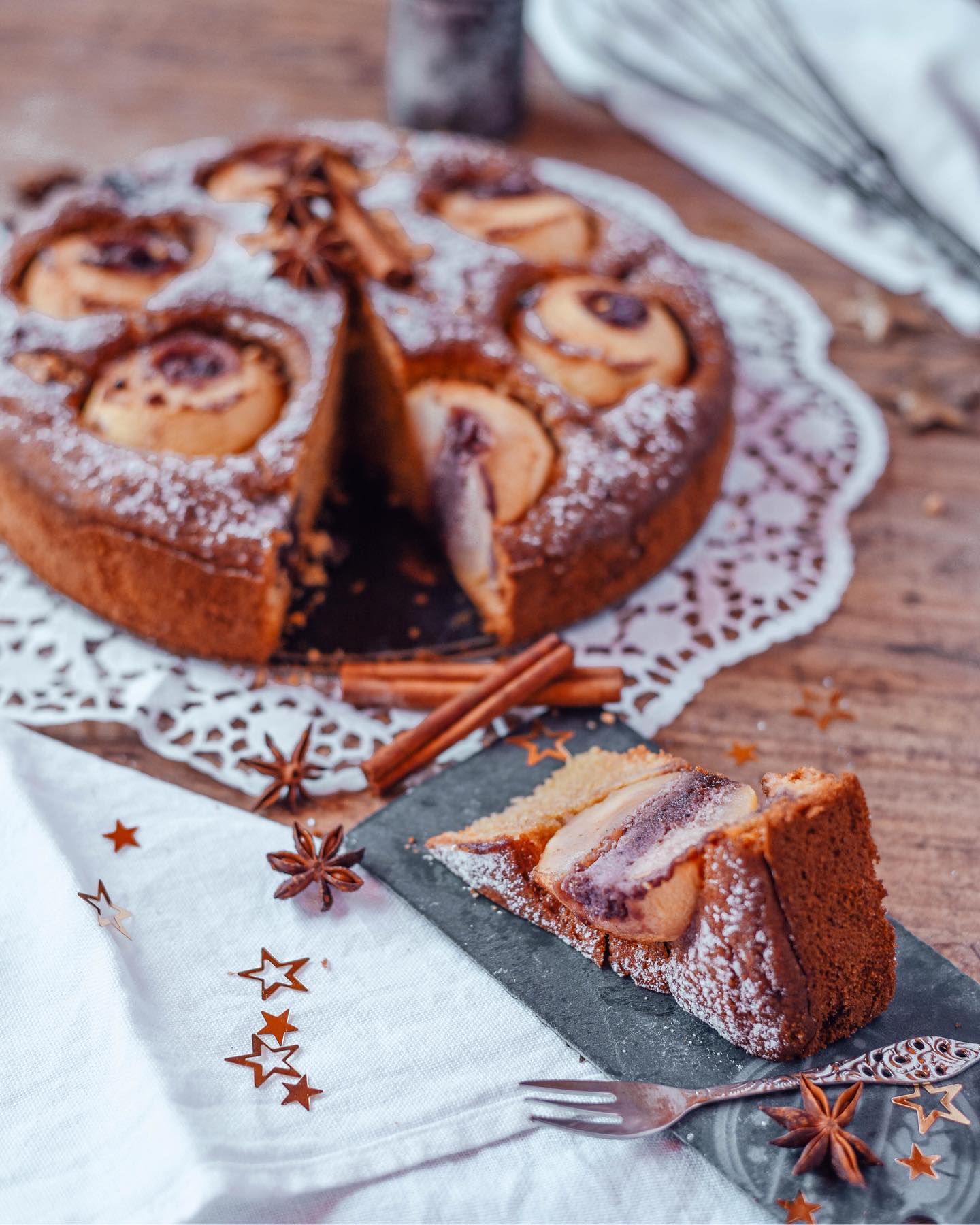 Festive Baked Apple Cake with Marzipan