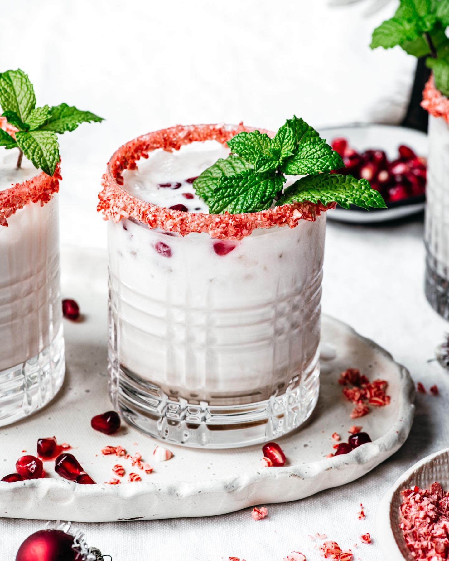 Festive Peppermint White Russian Cocktail