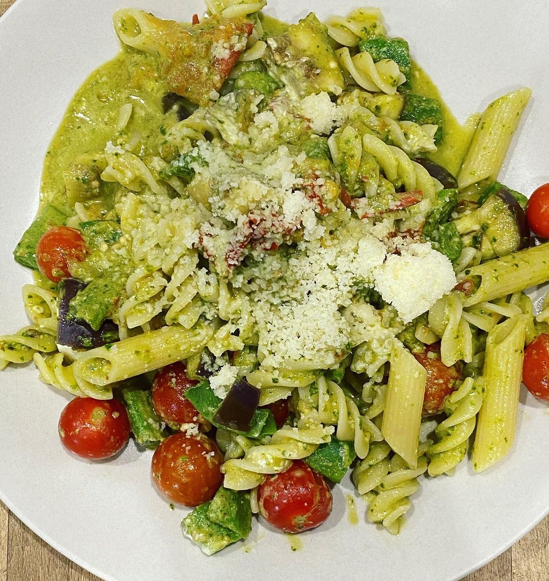 Homemade Pesto Sauce with Fresh Garden Greens