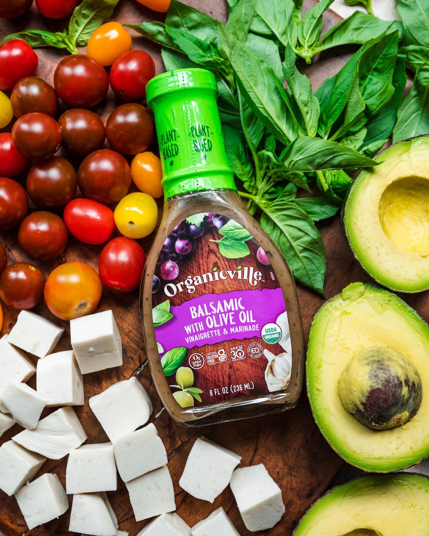 Avocado Caprese Skewers with Balsamic Vinaigrette