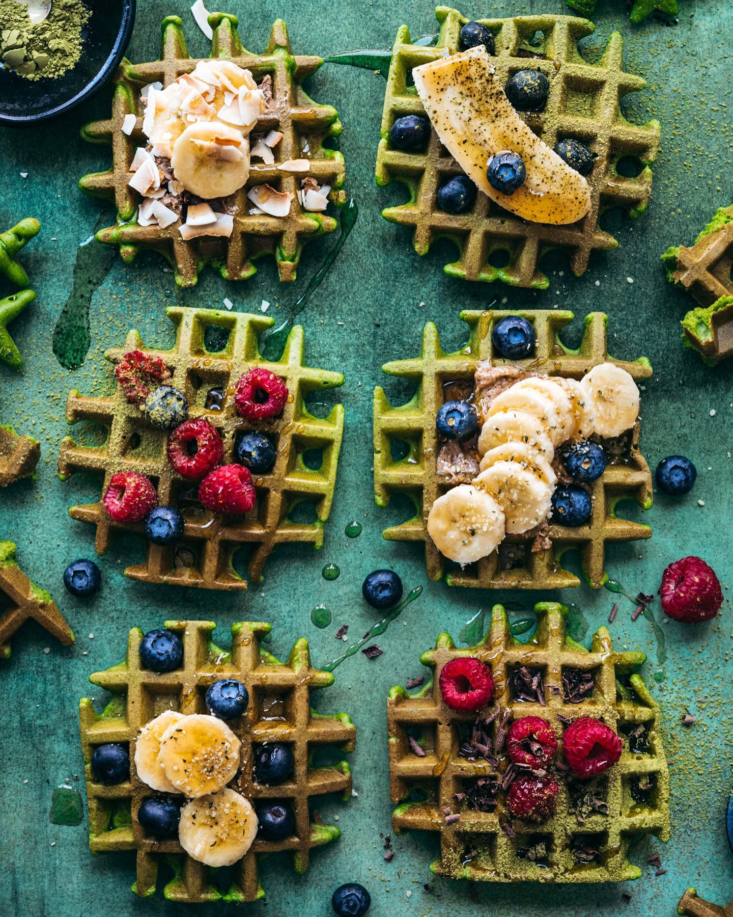 Green Spinach Matcha Waffles