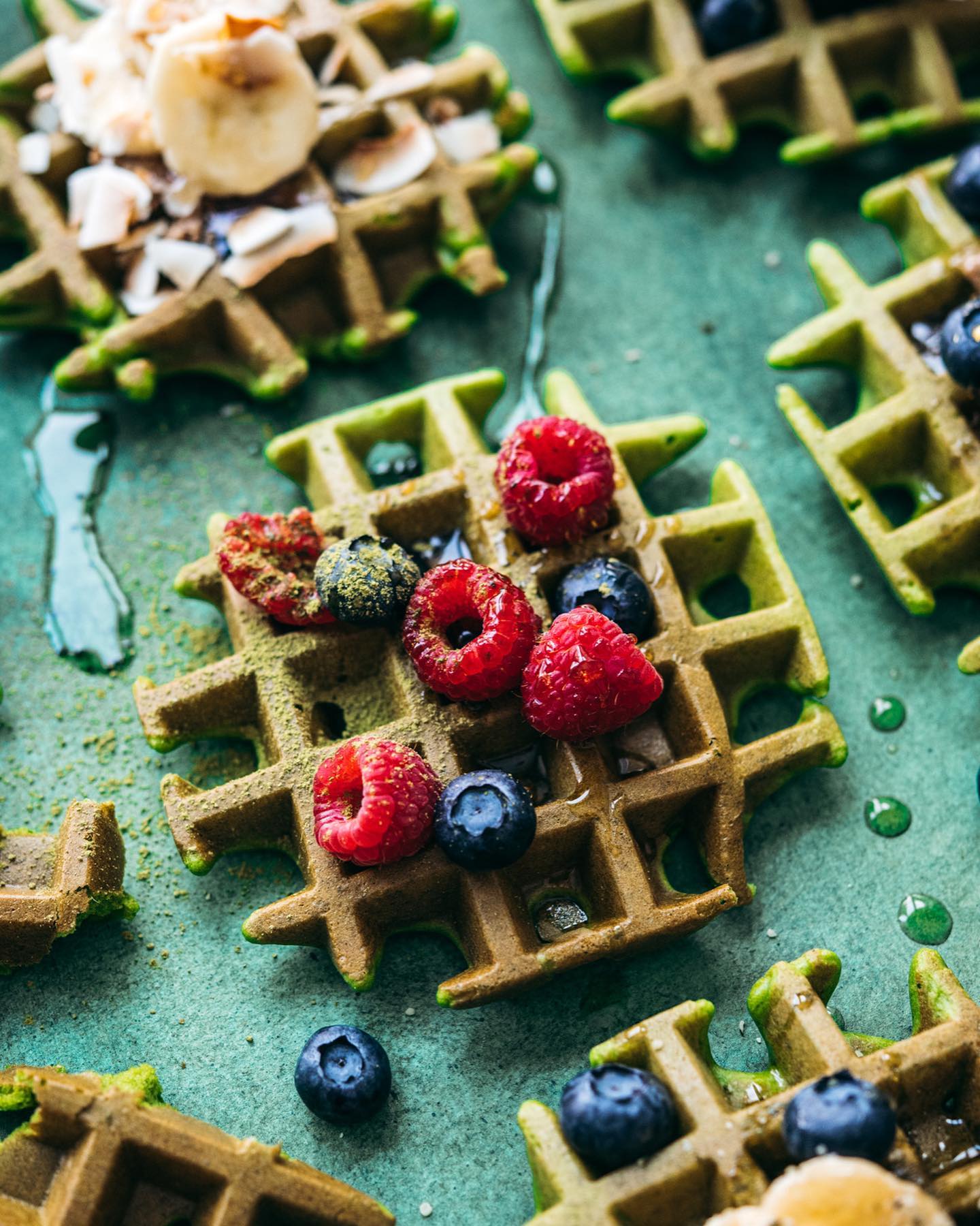 Green Spinach Matcha Waffles