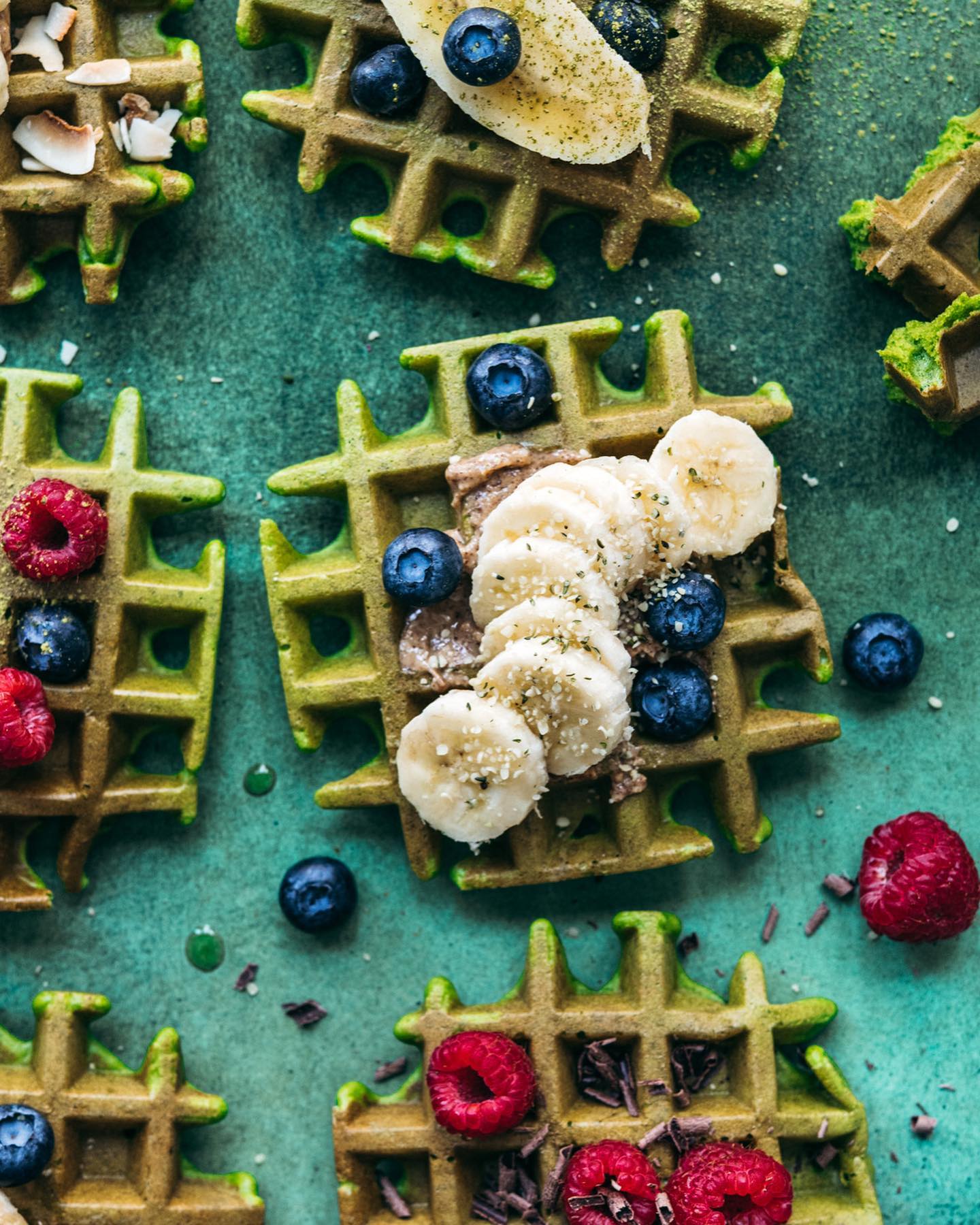 Green Spinach Matcha Waffles