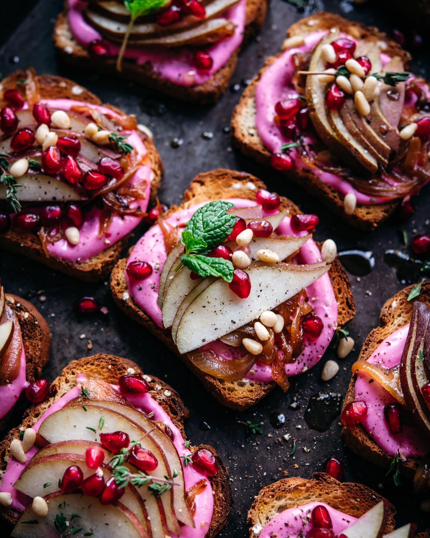 Festive Beet Ricotta Toast Appetizer