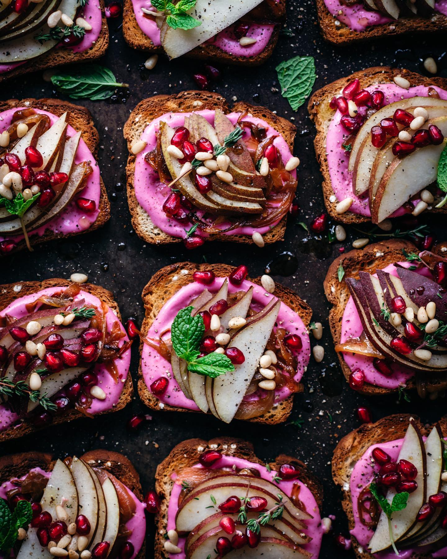 Festive Beet Ricotta Toast Appetizer