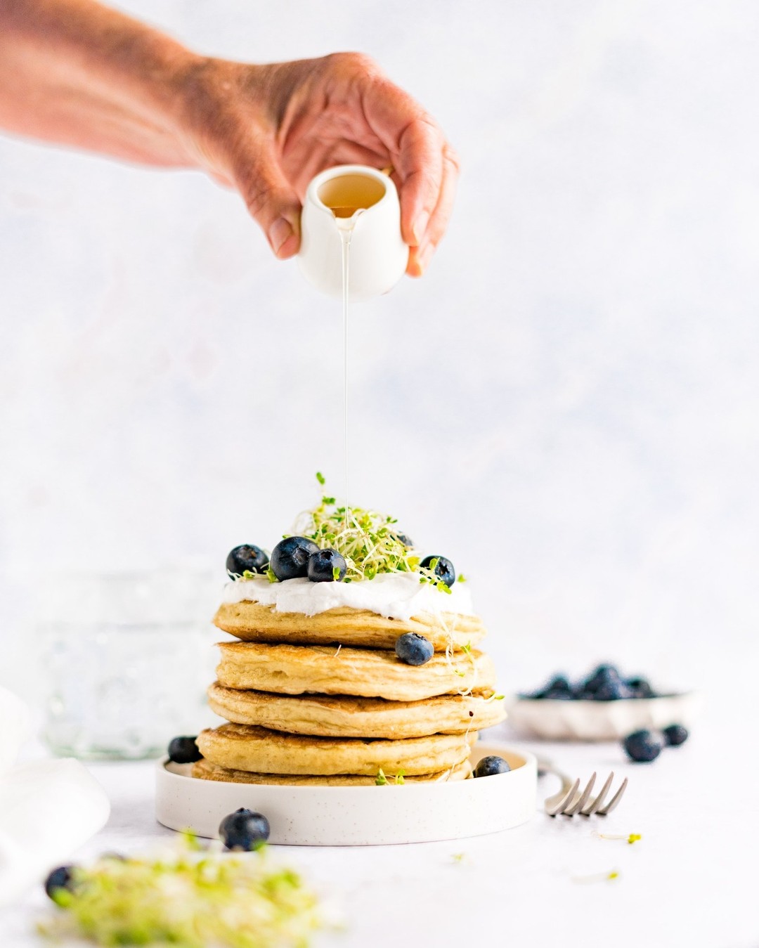 Vegan American Pancakes with Broccoli Sprouts