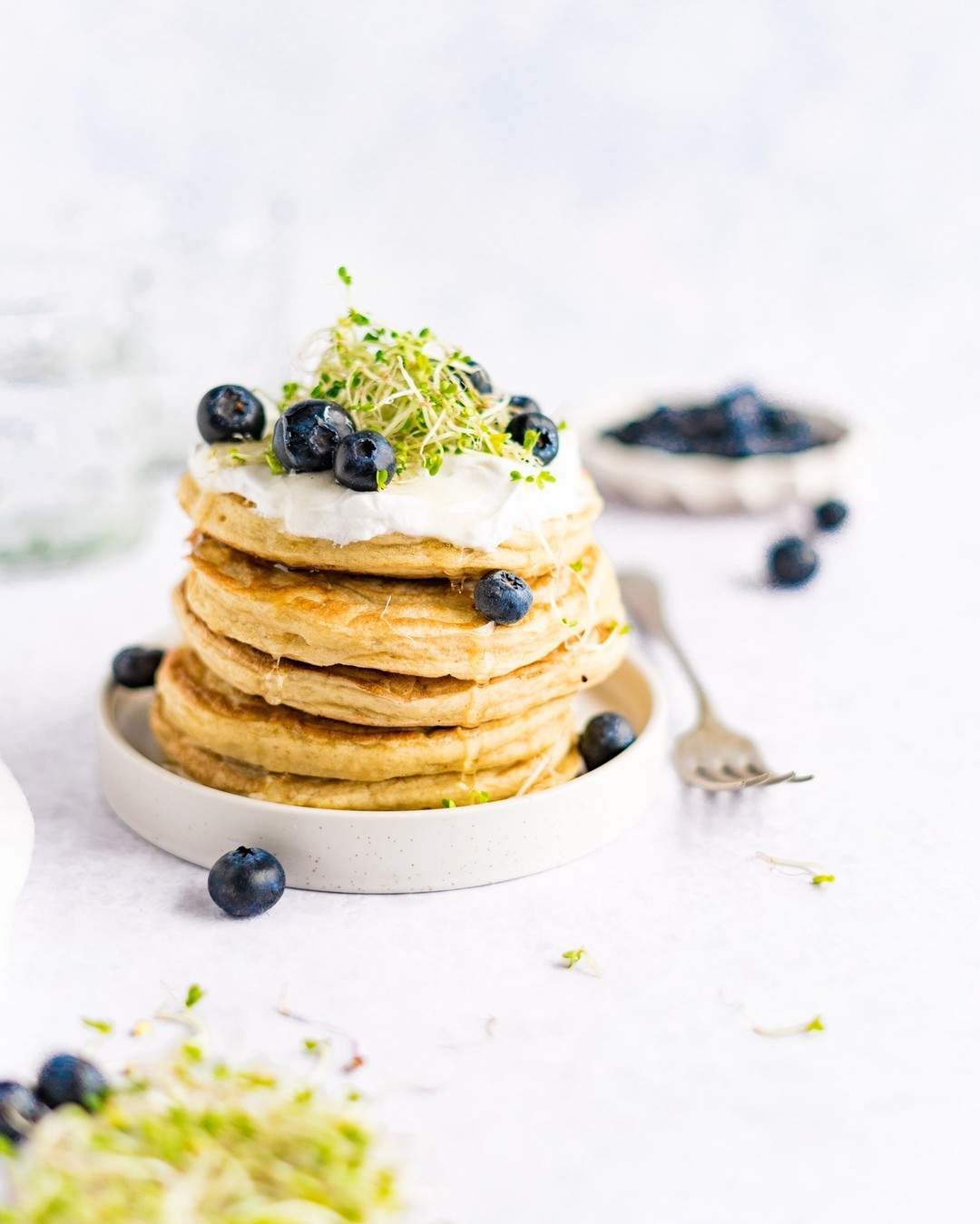 Vegan American Pancakes with Broccoli Sprouts