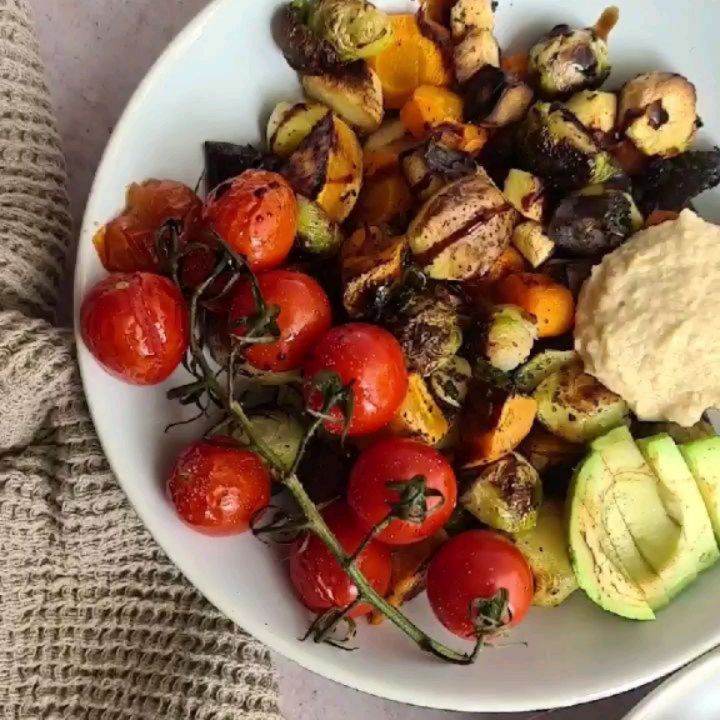 Roasted Mixed Vegetables with Simple Hummus
