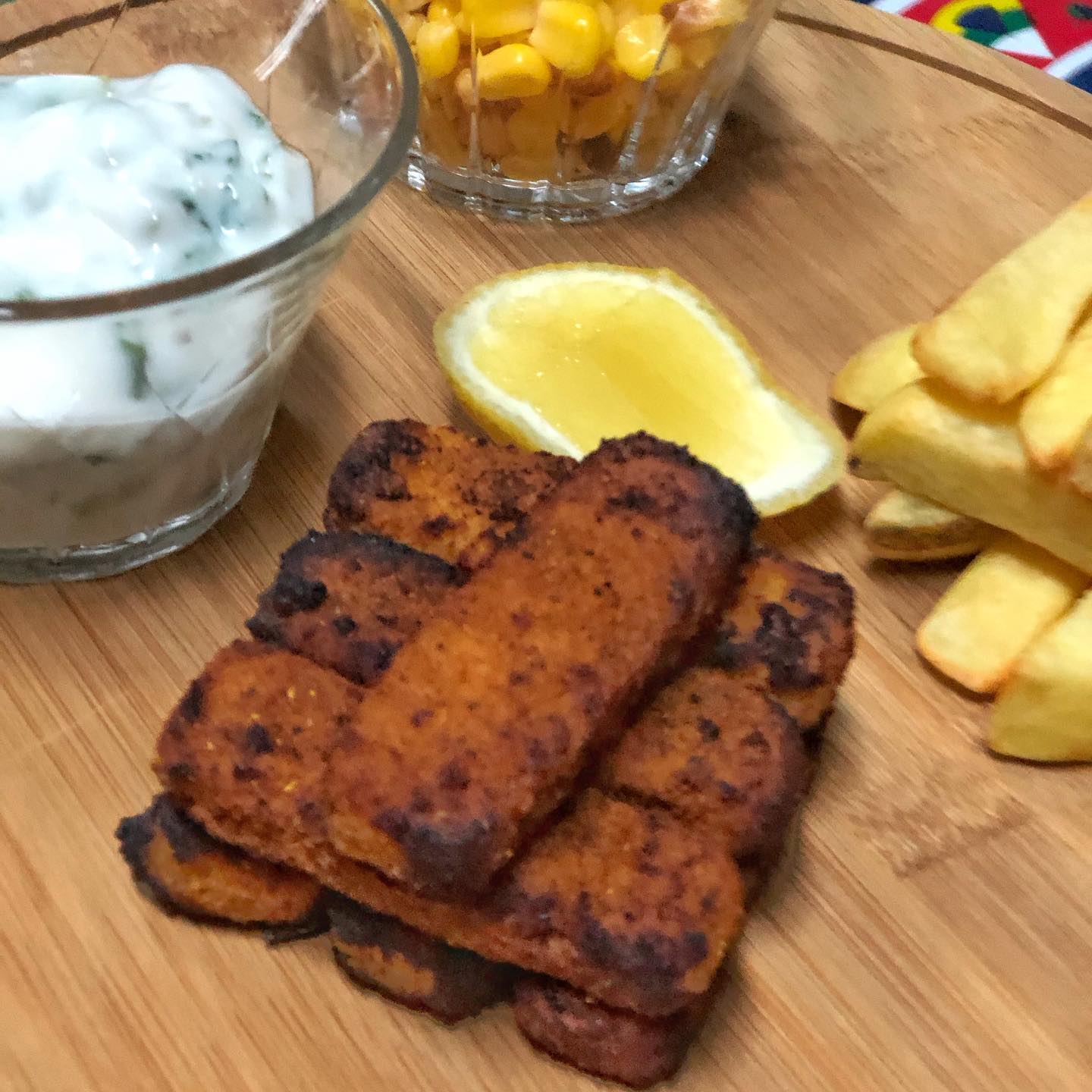 Seasoned Air-Fried Vegan Fish Sticks