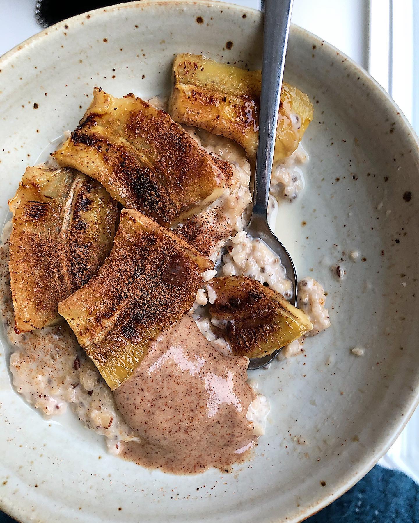 Stovetop Oats with Caramelized Banana and Nut Butter