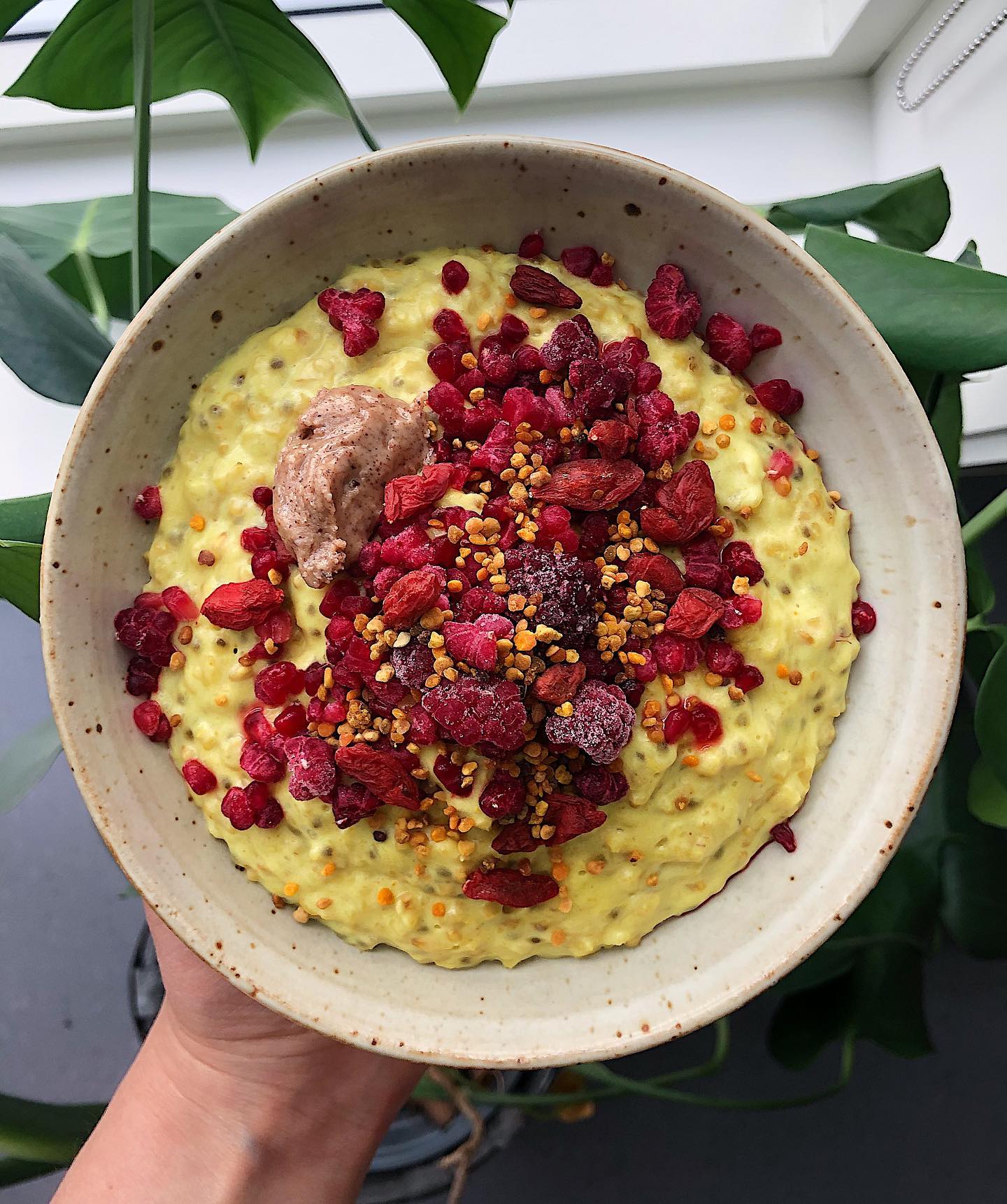 Turmeric Chia Stovetop Oats with Yogurt