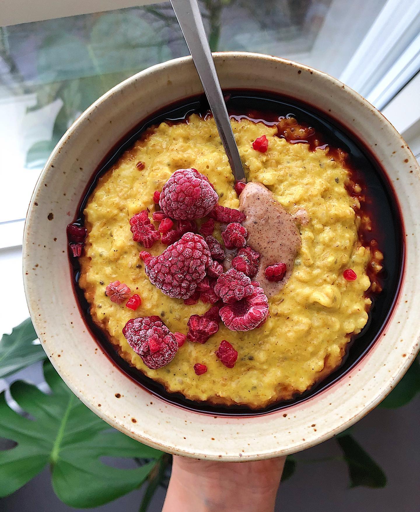 Turmeric Oatmeal Bowl with Toppings