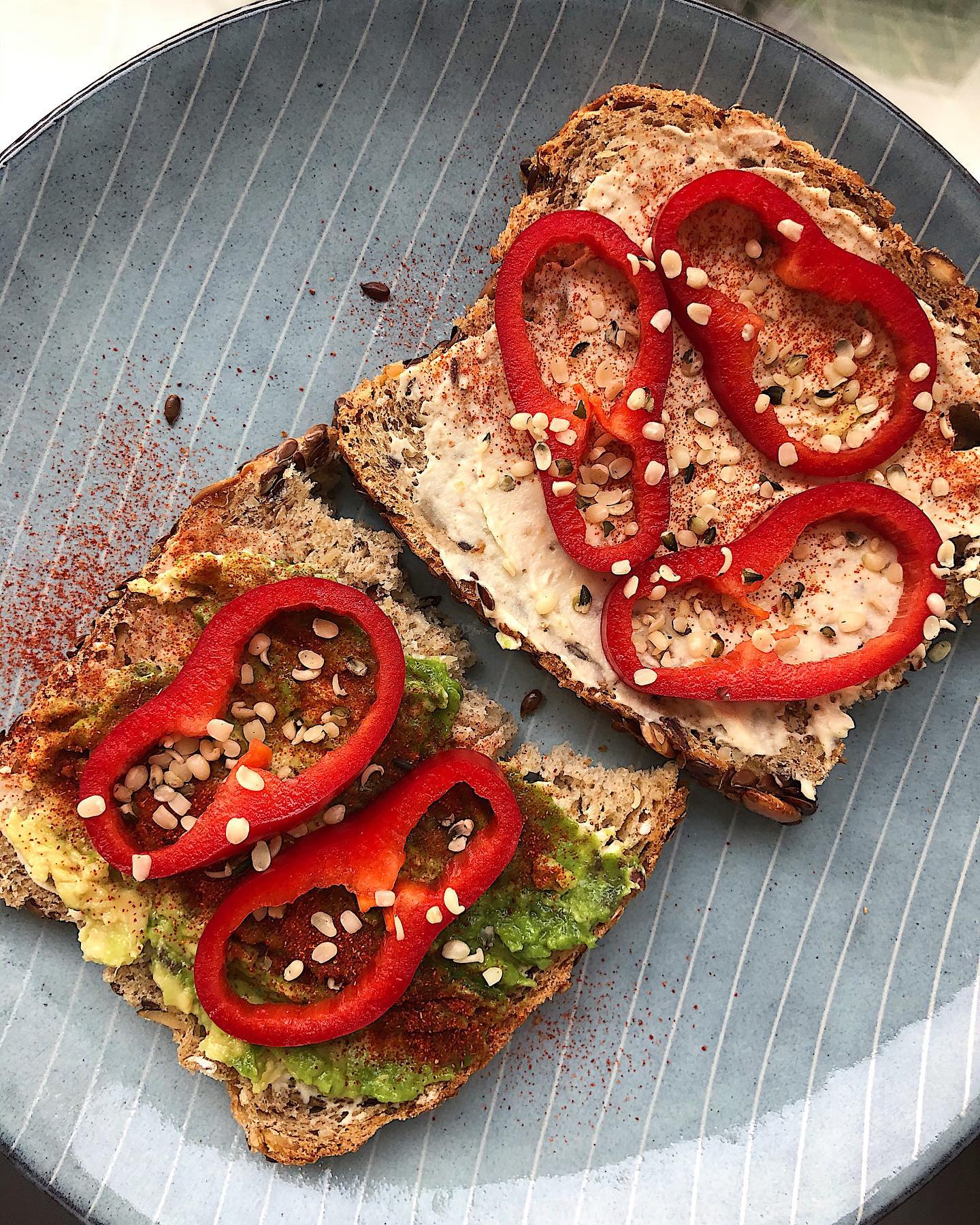 Fresh Bread with Hummus and Avocado