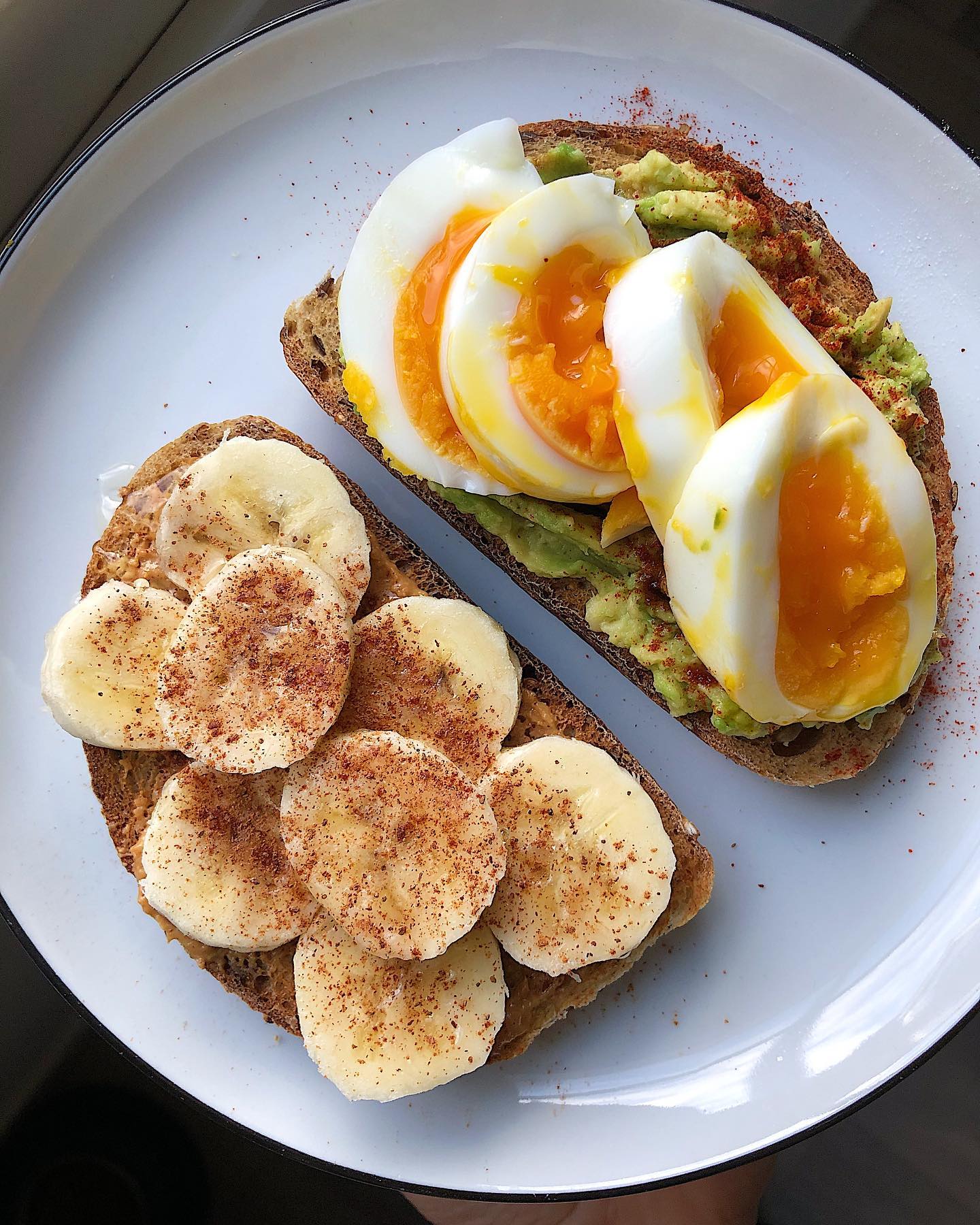 Simple Sourdough Toast with Banana and Avocado Toppings