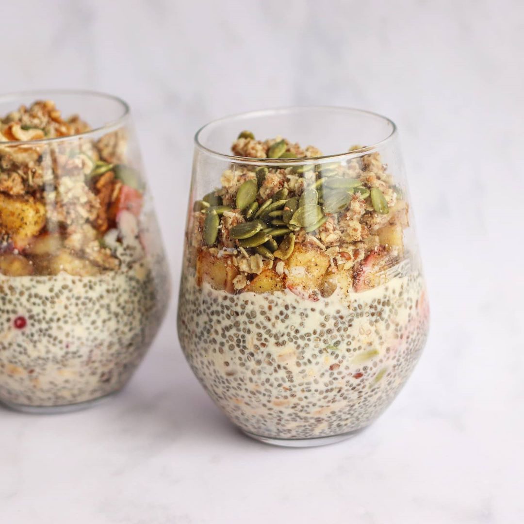 Apple Pie Chia Pudding with Homemade Cinnamon Granola
