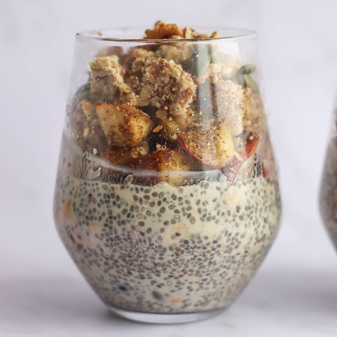 Apple Pie Chia Pudding with Homemade Cinnamon Granola