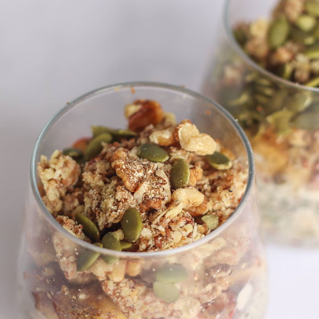 Apple Pie Chia Pudding with Homemade Cinnamon Granola