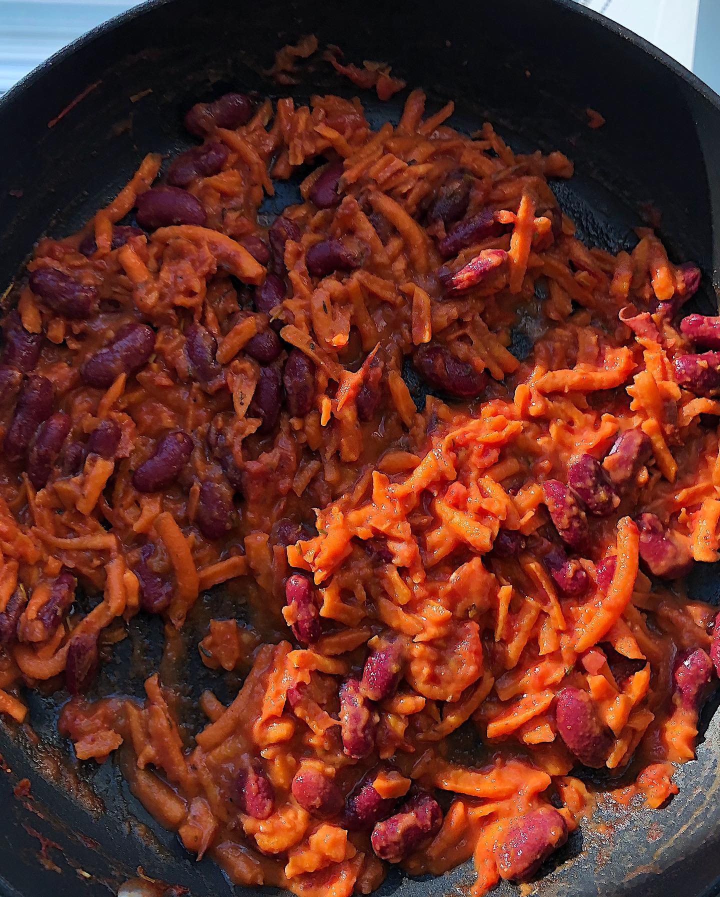 Flavorful Vegan Burrito Filling with Grated Sweet Potato and Kidney Beans