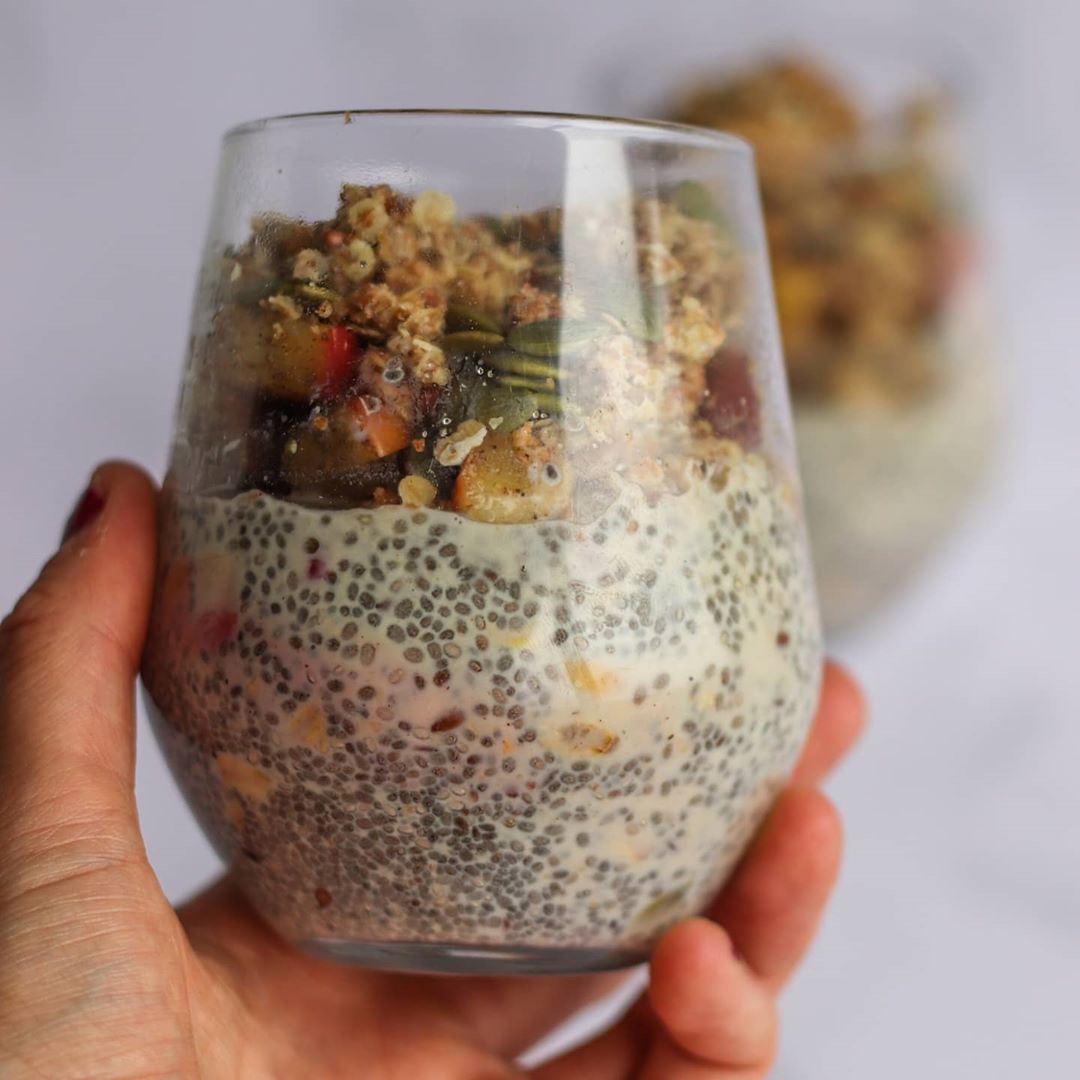 Apple Pie Chia Pudding with Homemade Cinnamon Granola