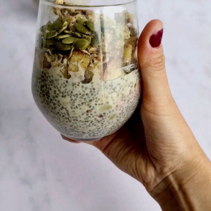 Apple Pie Chia Pudding with Homemade Cinnamon Granola