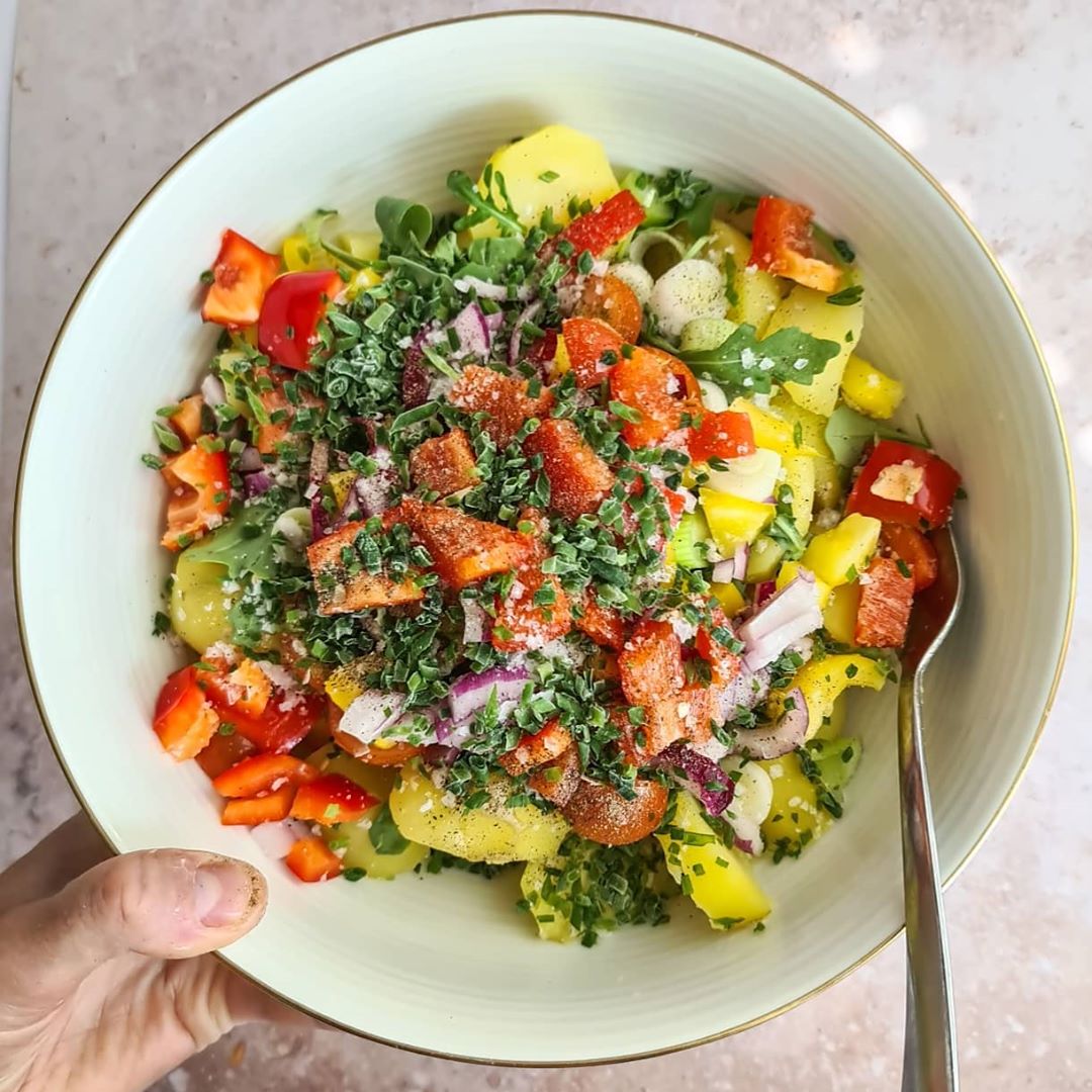 Summer Inspired Potato Salad with Fresh Vegetables