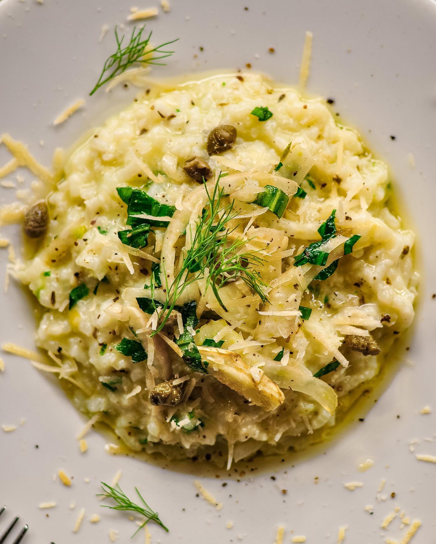 Wild Garlic Risotto with Roasted Garlic and Fennel