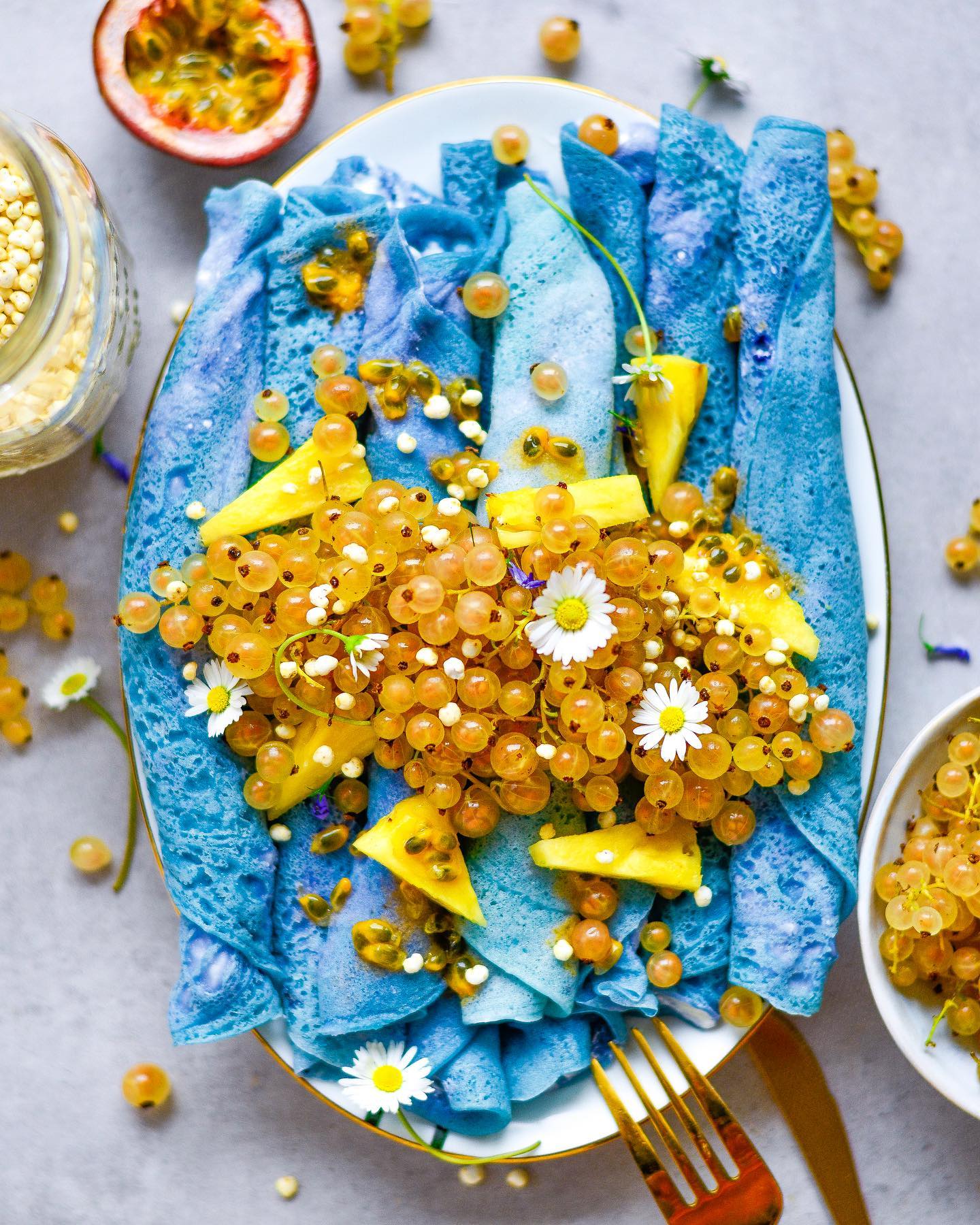 Vegan Gluten-Free Blue Crepes with Coconut Cream
