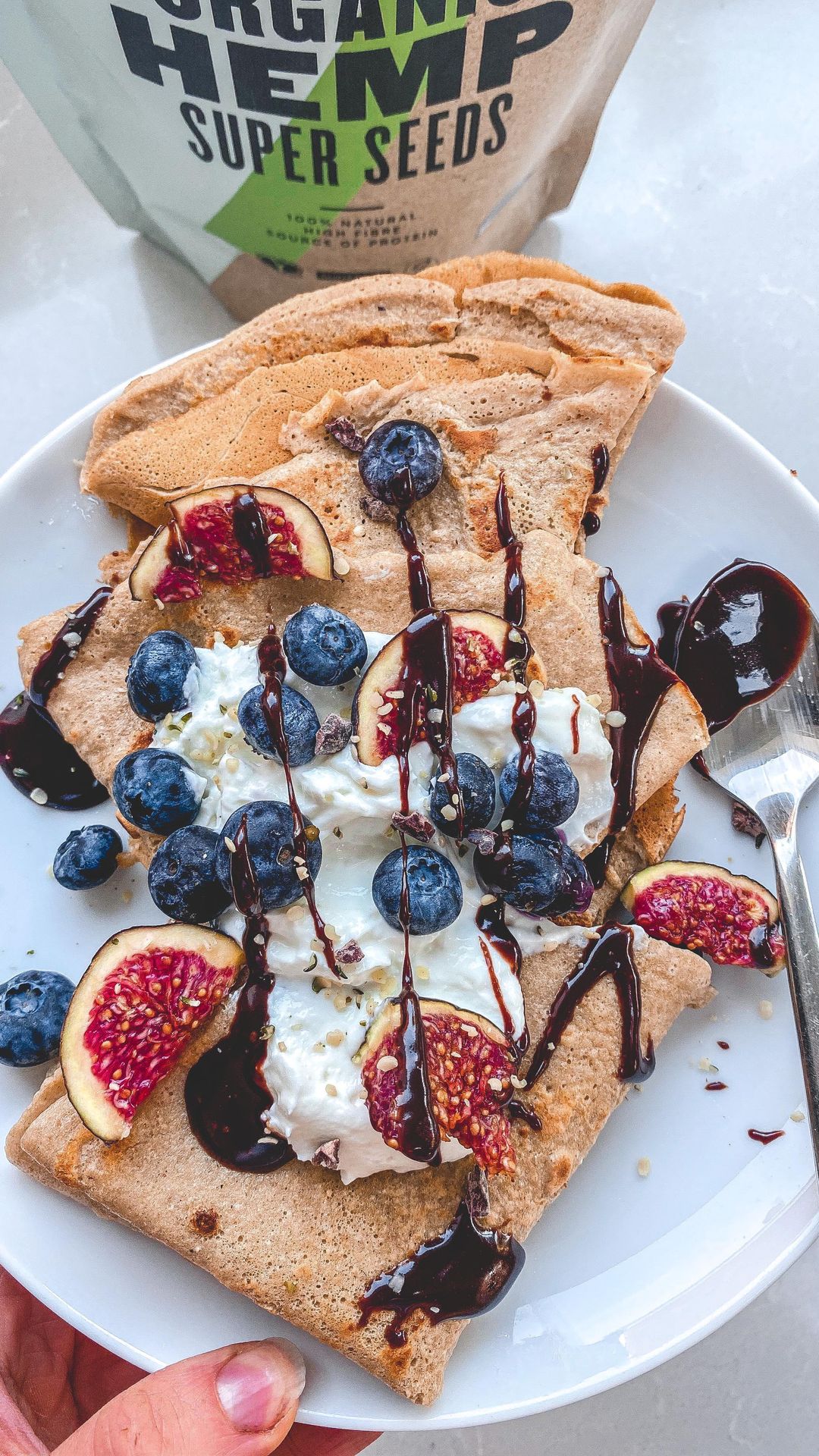 Chocolate Protein Crepes with Fruit Topping