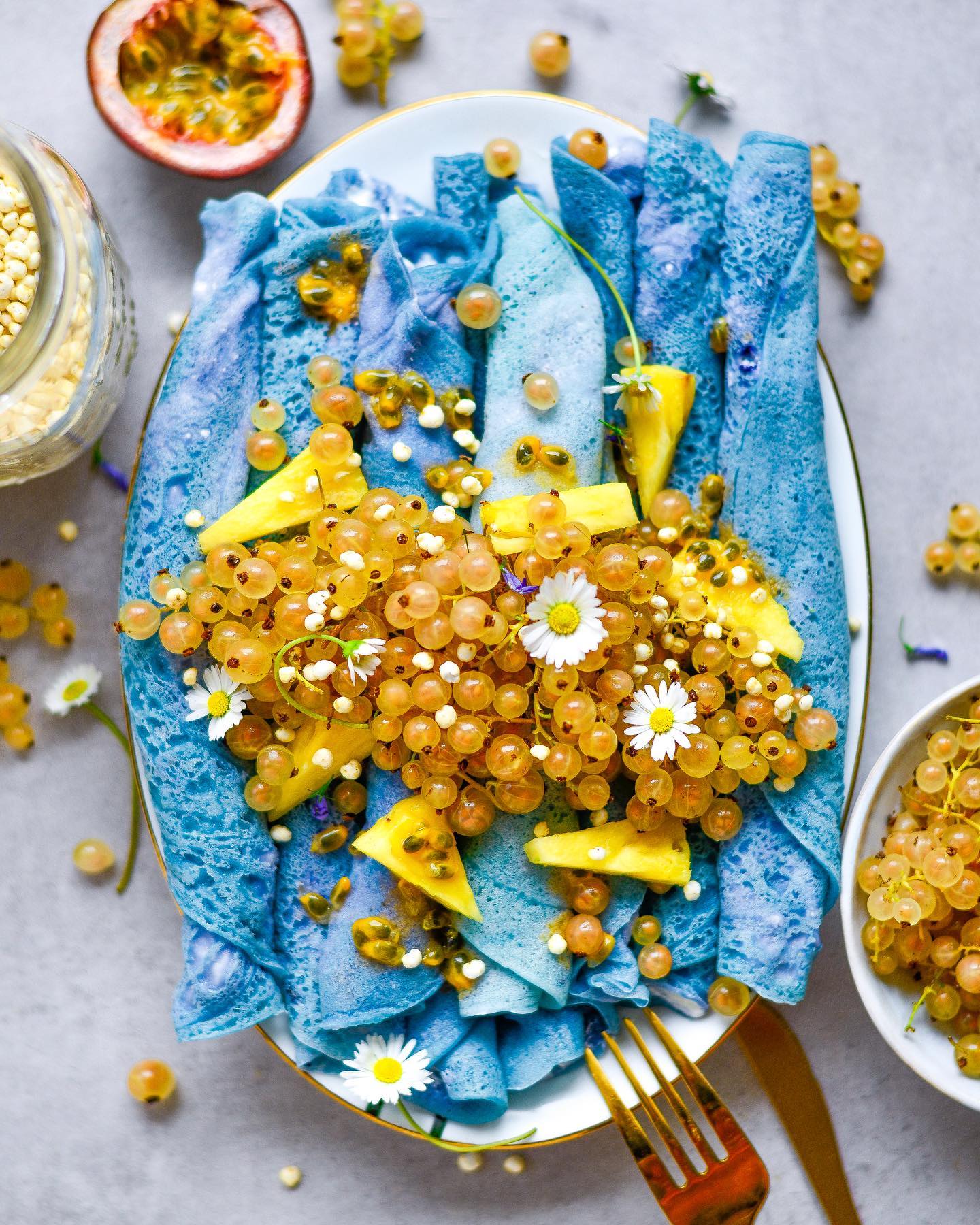 Tropical Blue Crepes with Coconut Cream