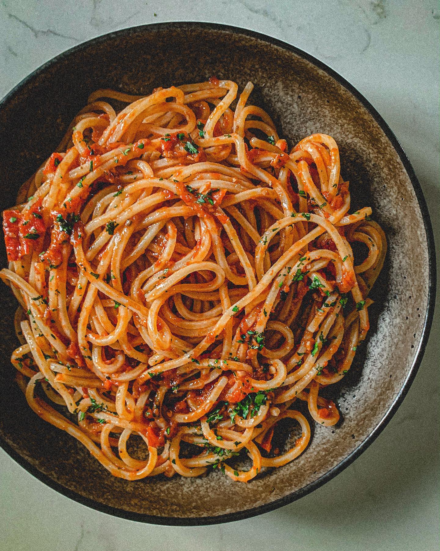 Tonnarelli with Tomato Anchovy Sauce