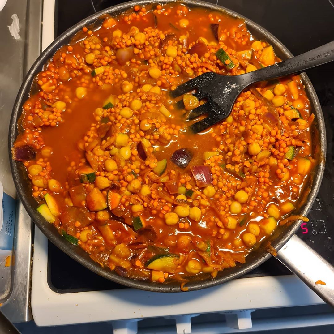 Vegan Red Lentil Bolognese with Spaghetti