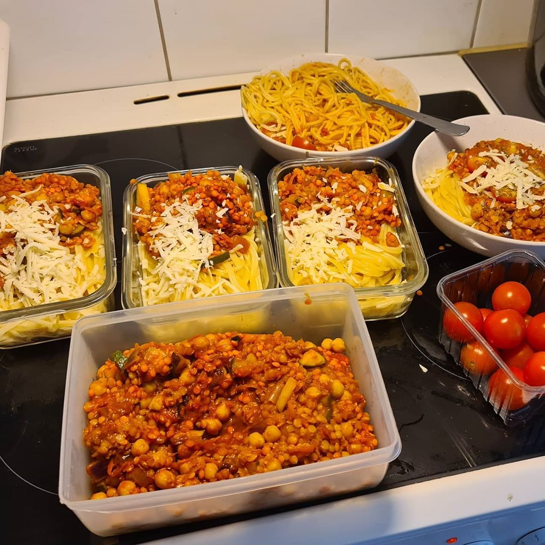Vegan Red Lentil Bolognese with Spaghetti