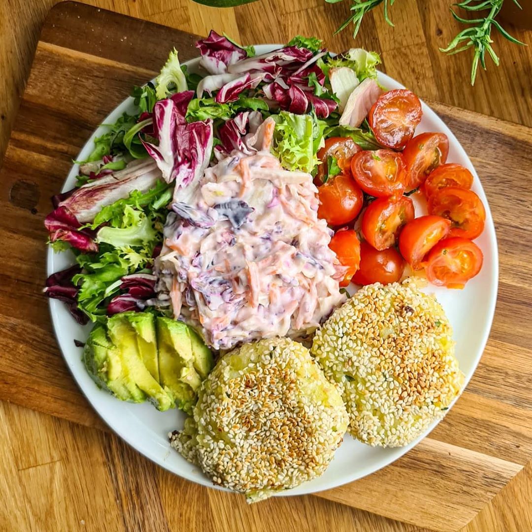 Vegan Potato Cakes and Coleslaw