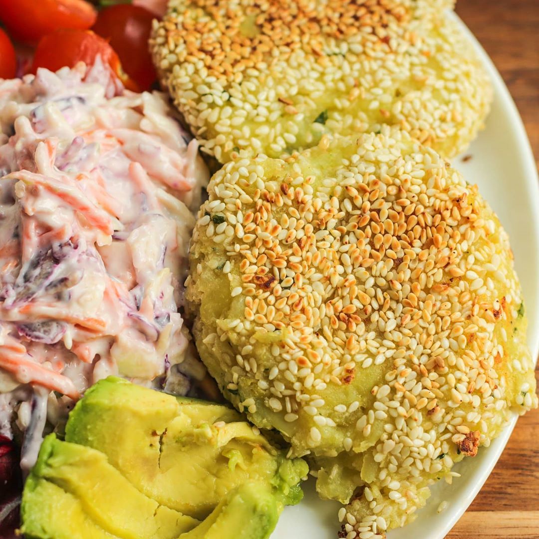 Vegan Potato Cakes and Coleslaw